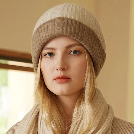 Bonnets en cachemire épais et chaud - Camel/Beige - Ajustable (du 54 au 59) | La boutique du chapeau