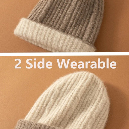 Bonnets en cachemire épais et chaud - Camel/Beige - Ajustable (du 54 au 59) | La boutique du chapeau