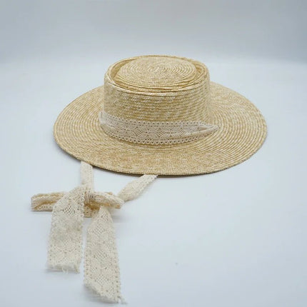 Canotier femme avec ruban sangle - Khaki - M (56 - 58cm) | La boutique du chapeau