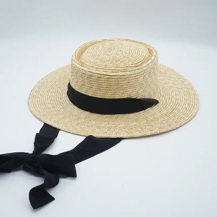 Canotier femme avec ruban sangle - Khaki - M (56 - 58cm) | La boutique du chapeau