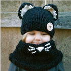 Capuche écharpe en laine très chaude - Noir - Enfant | La boutique du chapeau
