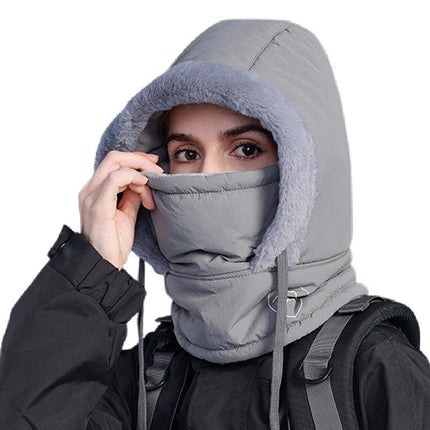Capuche hiver avec masque - Gris foncé - Ajustable (du 54 au 59) | La boutique du chapeau