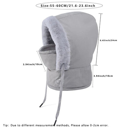 Capuche hiver avec masque - Noir - Ajustable (du 54 au 59) | La boutique du chapeau
