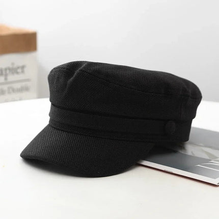 Casquette béret respirante en lin - Noir - M (56 - 58cm) | La boutique du chapeau