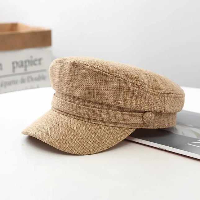 Casquette béret respirante en lin - Khaki - M (56 - 58cm) | La boutique du chapeau