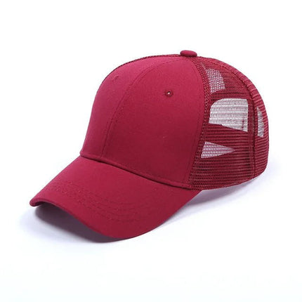 Casquette de baseball à queue de cheval - C - bordeau maille - Adulte | La boutique du chapeau