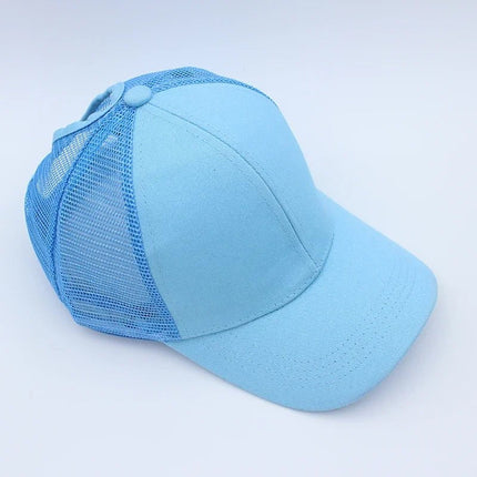 Casquette de baseball à queue de cheval - C - bleu maille - Adulte | La boutique du chapeau