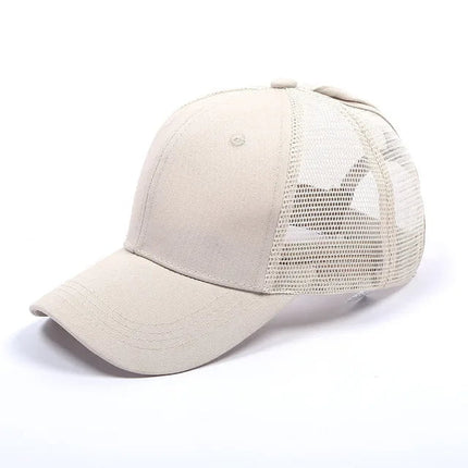 Casquette de baseball à queue de cheval - Cy - Beige maille - Adulte | La boutique du chapeau