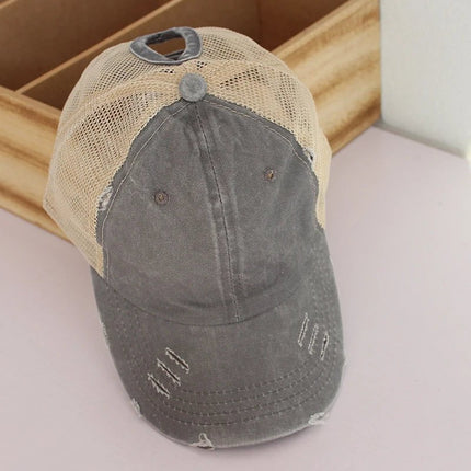 Casquette de Baseball queue de cheval - Gris - Ajustable (du 54 au 59) | La boutique du chapeau