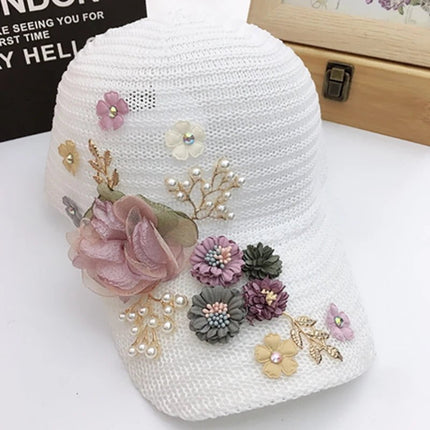 Casquette respirante en strass - Blanc 1 - Ajustable (du 54 au 59) | La boutique du chapeau