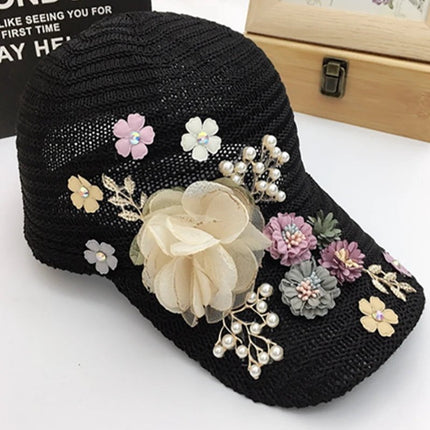 Casquette respirante en strass - Noir 1 - Ajustable (du 54 au 59) | La boutique du chapeau