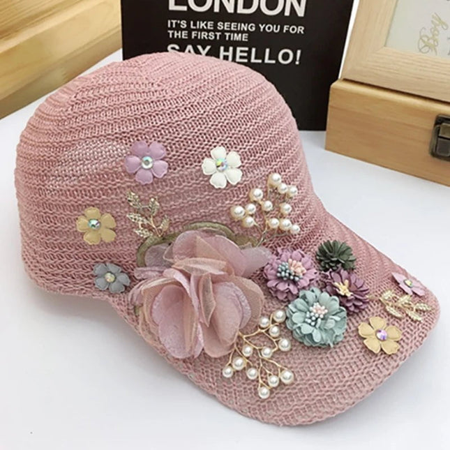 Casquette respirante en strass - Rose 1 - Ajustable (du 54 au 59) | La boutique du chapeau