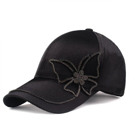 Casquette strass papillon - Noir - Ajustable (du 54 au 59) | La boutique du chapeau