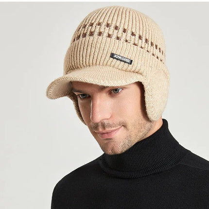 Casquette tricotée pour homme avec cache - oreilles - Bleu - Ajustable (du 54 au 59) | La boutique du chapeau