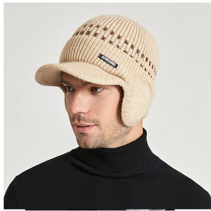 Casquette tricotée pour homme avec cache - oreilles - Bleu - Ajustable (du 54 au 59) | La boutique du chapeau