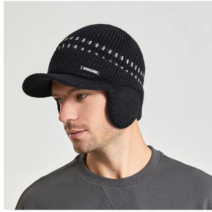 Casquette tricotée pour homme avec cache - oreilles - Bleu - Ajustable (du 54 au 59) | La boutique du chapeau