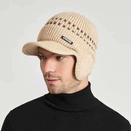 Casquette tricotée pour homme avec cache - oreilles - Gris clair - Ajustable (du 54 au 59) | La boutique du chapeau
