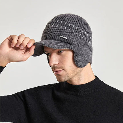 Casquette tricotée pour homme avec cache - oreilles - Bleu - Ajustable (du 54 au 59) | La boutique du chapeau
