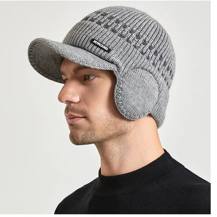 Casquette tricotée pour homme avec cache - oreilles - Bleu - Ajustable (du 54 au 59) | La boutique du chapeau