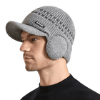 Casquette tricotée pour homme avec cache - oreilles - Gris clair - Ajustable (du 54 au 59) | La boutique du chapeau