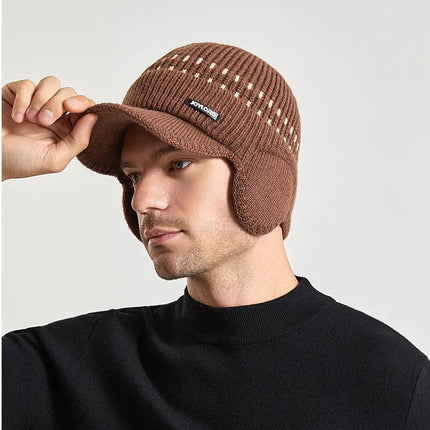 Casquette tricotée pour homme avec cache - oreilles - Bleu - Ajustable (du 54 au 59) | La boutique du chapeau