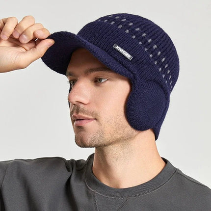 Casquette tricotée pour homme avec cache - oreilles - Bleu - Ajustable (du 54 au 59) | La boutique du chapeau