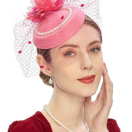 Chapeau Bibi Dentelle - Rose/rouge - | La boutique du chapeau