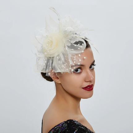 Chapeau Bibi dentelle et fleurs - Beige - | La boutique du chapeau