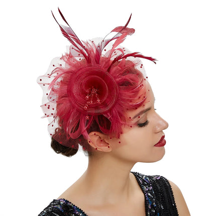 Chapeau Bibi dentelle et fleurs - Bordeau - | La boutique du chapeau