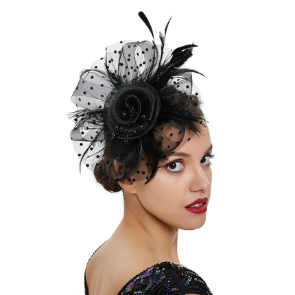 Chapeau Bibi dentelle et fleurs - Noir - | La boutique du chapeau