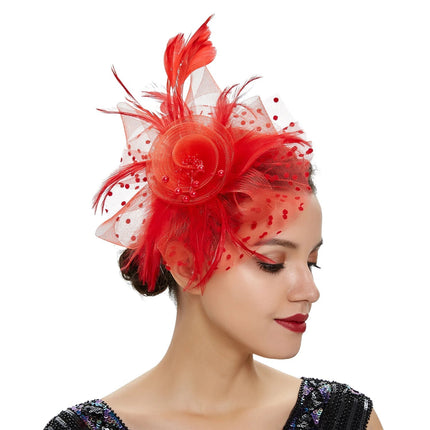 Chapeau Bibi dentelle et fleurs - Rouge - | La boutique du chapeau