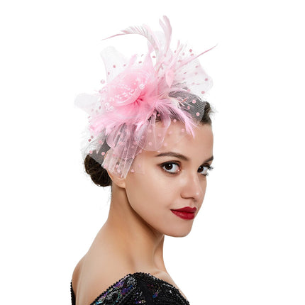 Chapeau Bibi dentelle et fleurs - Rose - | La boutique du chapeau