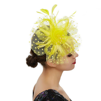 Chapeau Bibi dentelle et fleurs - Jaune - | La boutique du chapeau