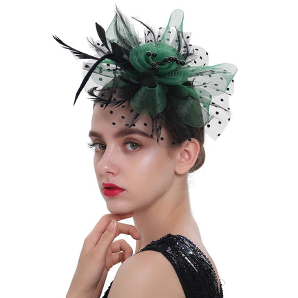 Chapeau Bibi dentelle et fleurs - Noir/vert - | La boutique du chapeau