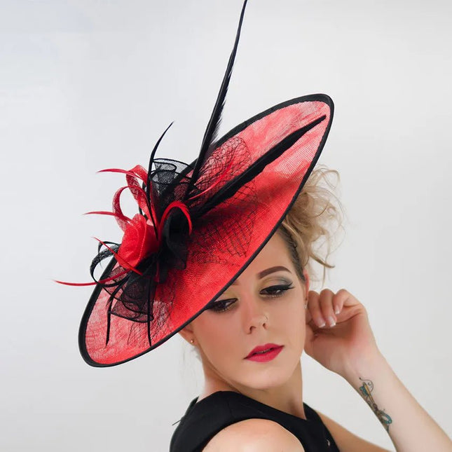 Chapeau Bibi Élégant - Rouge/noir - | La boutique du chapeau