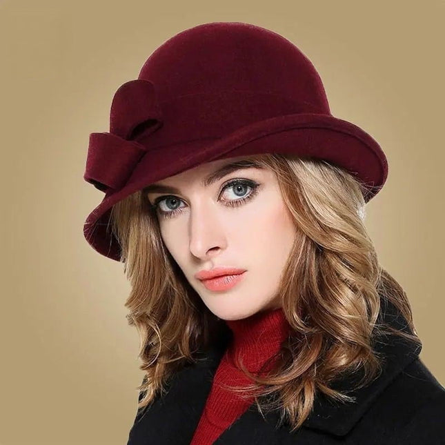 Chapeau cloche avec nœud - Bordeau - M (56 - 58cm) | La boutique du chapeau