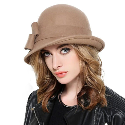 Chapeau cloche avec nœud - Kaki - M (56 - 58cm) | La boutique du chapeau