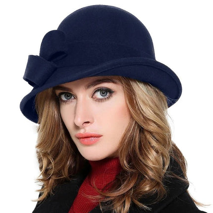 Chapeau cloche avec nœud - Bleu - M (56 - 58cm) | La boutique du chapeau