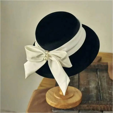 Chapeau cloche avec ruban en satin - Noir 1 - M (56 - 58cm) | La boutique du chapeau