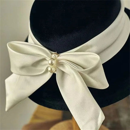Chapeau cloche avec ruban en satin - Noir 1 - M (56 - 58cm) | La boutique du chapeau