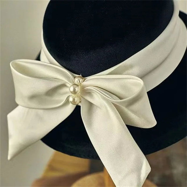 Chapeau cloche avec ruban en satin - Noir 1 - M (56 - 58cm) | La boutique du chapeau