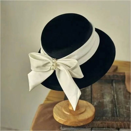 Chapeau cloche avec ruban en satin - Noir 1 - M (56 - 58cm) | La boutique du chapeau