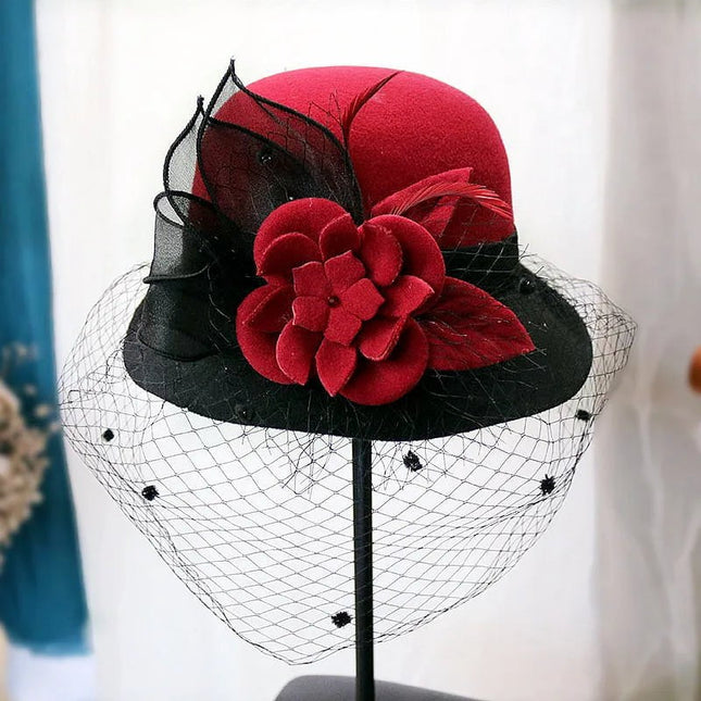 Chapeau cloche avec voilette - Bordeau - M (56 - 58cm) | La boutique du chapeau