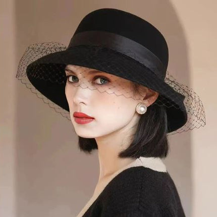 Chapeau cloche d'hiver en feutre - Noir - M (56 - 58cm) | La boutique du chapeau