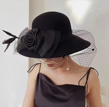 Chapeau cloche d'hiver en feutre - Noir - M (56 - 58cm) | La boutique du chapeau