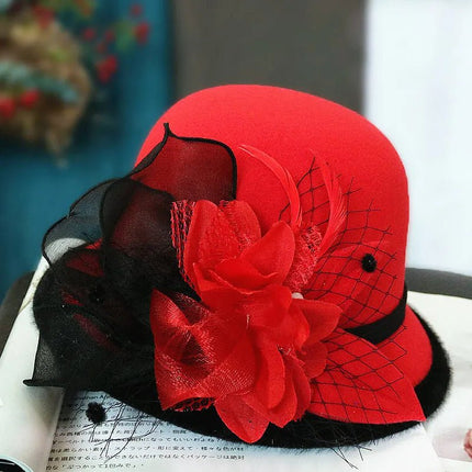 Chapeau cloche en laine - Rouge - M (56 - 58cm) | La boutique du chapeau
