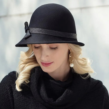 Chapeau cloche fedora - Noir 1 - M (56 - 58cm) | La boutique du chapeau