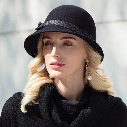 Chapeau cloche fedora - Noir - M (56 - 58cm) | La boutique du chapeau