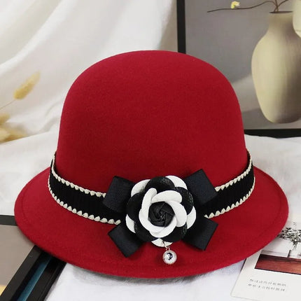 Chapeau cloche luxueux en laine - Bordeau - S (54 - 55cm) | La boutique du chapeau