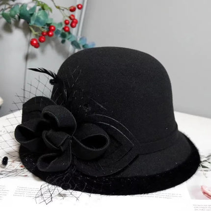Chapeau cloche pour mariage - Noir - M (56 - 58cm) | La boutique du chapeau